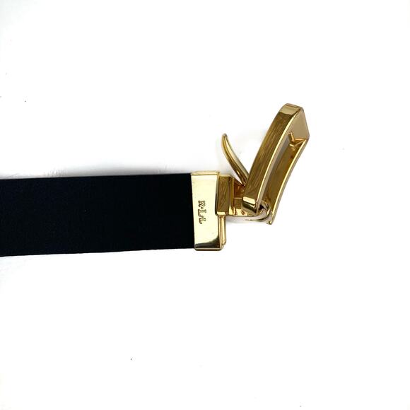 Vintage Ralph Lauren Reversible Black Red Leather Belt | Gold Buckle 90s Y2K - Picture 12 of 15
